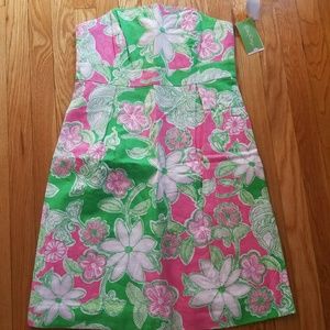 Lilly Pulitzer pink and green strapless dress  NWT